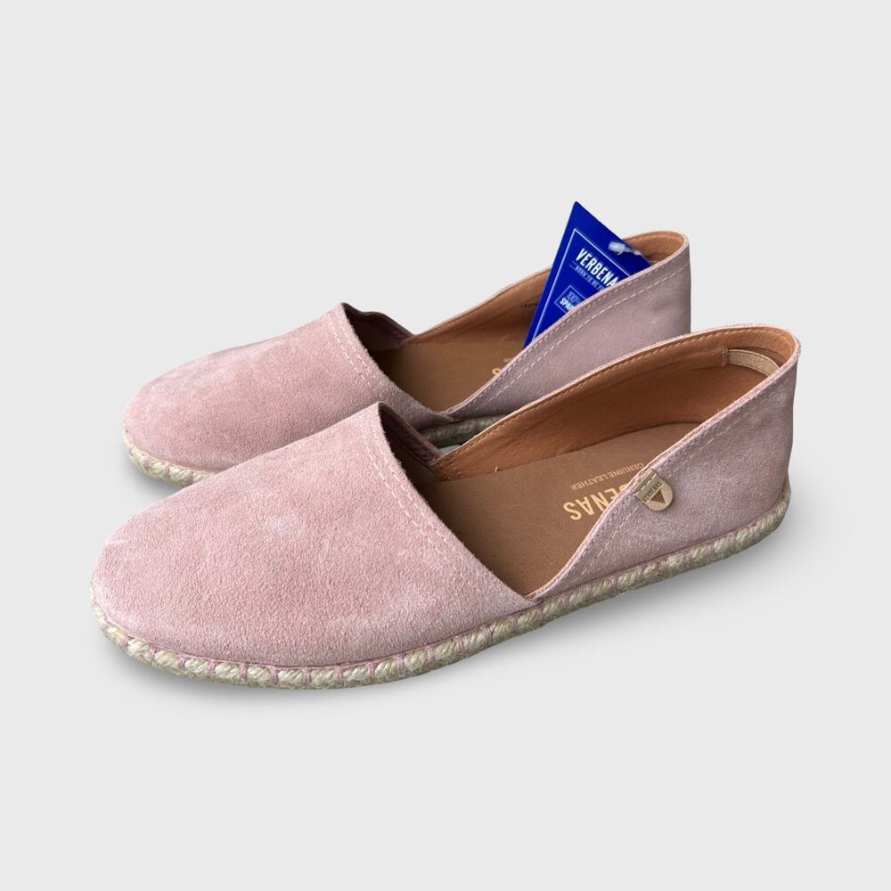 Verbenas Pink Suede Espadrille Slip On Shoes Boho Coastal Summer Size 40 NWT